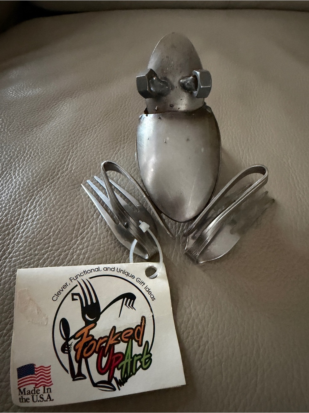 FORKED UP ART 2009 Upcycled Metal Flatware Frog Sculpture Fork/Spoon Made in USA - Picture 8 of 16